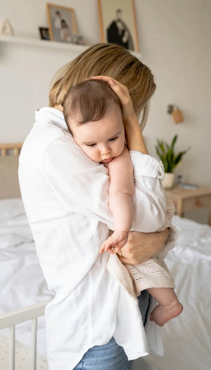 mamá con bebé en brazos